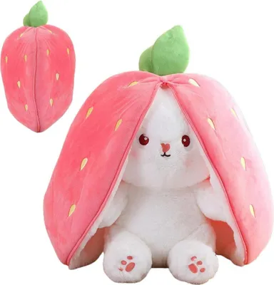 Produktbild von Hase Kuscheltier Plüschtiere Erdbeer Osterhase Plüsch Kuscheltier Versteckspiel Hasen Kuscheltiere Erdbeer Plüsch Ostergeschenke Für Kinder(18cm hoch)