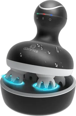 Produktbild von portables Kopfmassagegeräte wasserdicht, kabellos und wiederaufladbar, elektrischer Kopfkrauler mit 4 Knetmassageköpfe für Entspannung, Geschenke