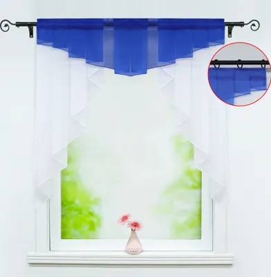 Produktbild von Delien Scheibengardine mit Tunnelzug Voile Gardinen Küche Bistrogardinen Kleinfenster Transparent Dunkelblau BxH 120x145cm