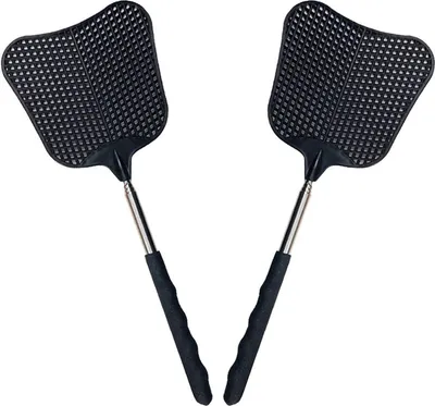 Imagen del producto de Repelente de moscas de plástico - 2 unidades - Trampa para moscas - Trampa extensible - Mango ergonómico - Color
