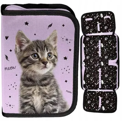 Produktbild von Paso Federmäppchen Doppelklappe Mädchen Katze Lila