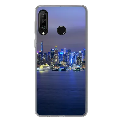 Produktbild von MuchoWow® Handyhülle Schutzhülle Hülle für Huawei P30 Lite New York - Skyline - Nacht Silikon Softcase Handy Hülle - Handyhülle