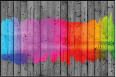 Produktbild von Wallario Wandbild Holzpaneel - Bemaltes buntes Holz, Größe: 61 x 91,50 cm, Poster mit schwarzem Aluminiumrahmen