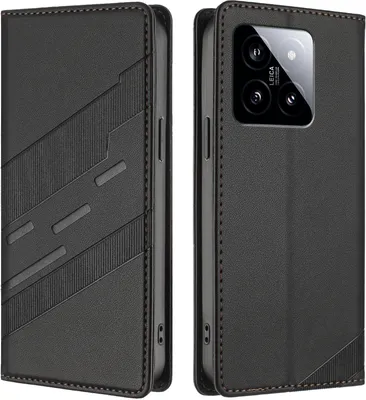 Immagine prodotto di Custodia per Xiaomi 14, custodia a portafoglio in Finto cuoio con slot per schede e funzione stand Schwarz