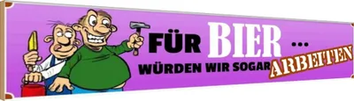 Produktbild von vianmo Holzschild 10x46 cm für Bier werden wir arbeiten Spruch Zitat