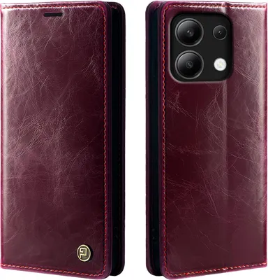 Produktbild von Handyhülle für Xiaomi Redmi Note 13 5G Kunstleder Flip Cover Hülle RFID Schutz Case Kartenfach Farbe: Weinrot