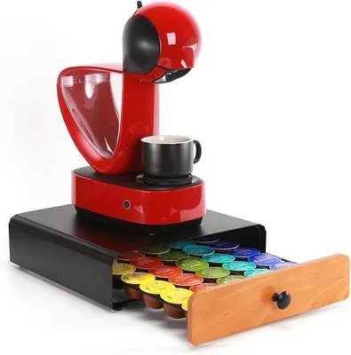 Produktbild von Famanu Espresso-Halter mit Schubladen - Kaffeekapsel-Organizer für 30 Kaffeekapseln - Schwarz