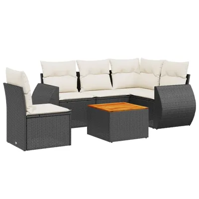Produktbild von vidaXL 6-tlg. Garten-Sofagarnitur mit Kissen Schwarz Poly Rattan