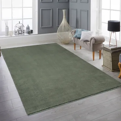 Produktbild von Hochflor-Teppich in tiefem Dunkelgrün – Luxus und Wohlfühlen vereint! Größe - 140 x 200 cm