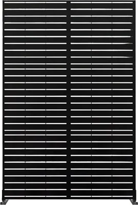 Produktbild von Metall Sichtschutz Garten – Privatsphäre Paravent Outdoor 3-teilig 183 cm Schwarz – Raumteiler für Garten & Terrasse