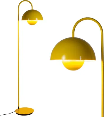 Zdjęcie produktu dla Lampa stojąca ALPINALUZ w kształcie litery Z, styl skandynawski, metal, oprawka E27, kolor żółty