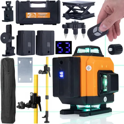 Obrázek produktu pro Rosfix Orange Tiger 16řádková laserová vodováha ROT16L v kufříku se sadou + tyč/stativ 350 cm pro laserovou vodováhu Rosfix