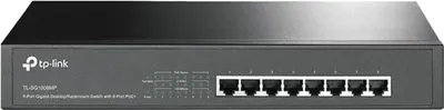 Produktbild von TP-Link 8-Port Gigabit Desktop/Rackmount Switch mit 8-Port PoE+, Unmanaged, Gigabit Ethernet (10/100/1000), Vollduplex, Power over Ethernet (PoE), Rack-Einbau, 1U