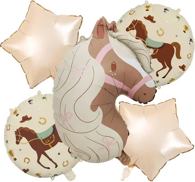 Productafbeelding van Paardenballonnen - Set van 5 - Paarden verjaardagsdecoratie - Ballonnenset - Meisjes