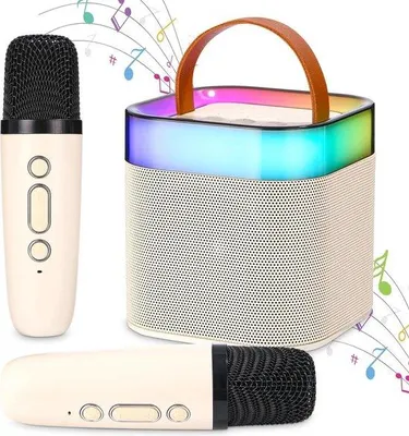 Produktbild von Kinder-Karaoke-Anlage mit Wireless-Mikrofonen und LED-Licht