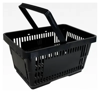 Produktbild von Einkaufskorb aus Kunststoff, Tragekorb, Supermarkt, Plastik mit Henkel, stapelbar, 21 Liter