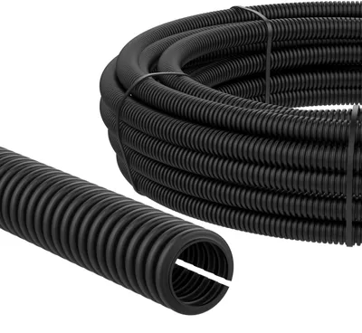 Produktbild von AUPROTEC Wellrohr geschlitzt 2 bis 50m / Leerrohr geschlitzt/Wellrohr UV beständig/Kabelschutzschlauch/Kabelschlauch schwarz - Innendurchmesser 8,5 mm, Länge 10 m