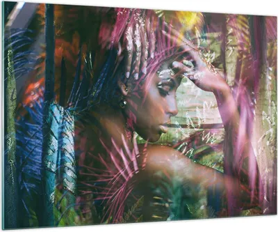 Produktbild von Bilder auf glas - frau modern - 100x70cm - Glasbilder - Wandbilder - Bilder - Kunstdruck - zum Aufhängen bereit - Wanddekoration aus Glas - Glas Bilder - Wandbild auf Glas - Einteilig - GAA100x70-3501