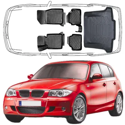Produktbild von 3D Auto Fußmatten & Kofferraumwanne Set Kompatibel mit BMW 1'er E87 2004-2013