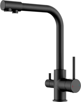Produktbild von 3-Wege Keukenkraan, Hochdruck, mit Trinkwasserauslauf, 360° schwenkbar, schwarz, für die Küche