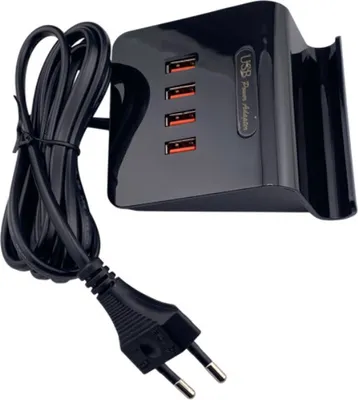 Produktbild von 4-fach USB Ladegerät 1,2m für alle elektronischen Geräte mit USB-Anschluss / ausgestattet mit Handy- und Tablethalterung / Ladekabel Netzteil