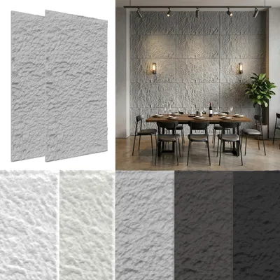 Obrázek produktu pro YRHome StrukturovanéPolyuretannástěnné panely s kamenným vzhledem, tloušťka 3 cm, 2 kusy, světle šedá, snadná montáž do interiérů, model A