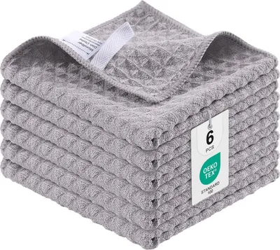 Produktbild von Moosfor Mikrofasertücher 6er-Set Saugfähige Küchentücher 30x30cm Grau
