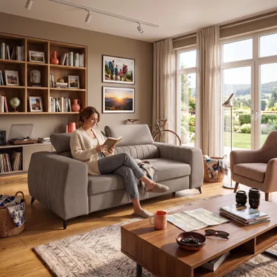 Produktbild von MUFFO 2-Sitzer-Sofa PIERO 206 cm Velours Beige, KI-generiertes Bild