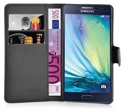 Produktbild von Cadorabo Hülle für Samsung Galaxy A3 2015 Schutz Hülle in Schwarz Handyhülle Etui Case Cover Magnetverschluss