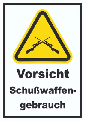 Produktbild von Vorsicht Schusswaffengebrauch Schild A6 Rückseite selbstklebend