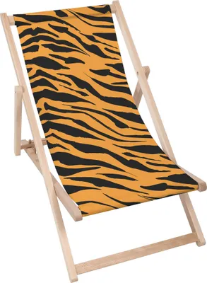 Produktbild von Dreamroots Liegestuhl klappbar Holz, Buchenholz bis zu 130 kg, Sonnenliege klappbar mit 3-stufiger Neigungsregulierung der Rückenlehne, Tiger