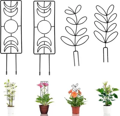 Immagine prodotto di Set di 4 supporti per piante d'appartamento - supporti da giardino in metallo e graticci per piante rampicanti