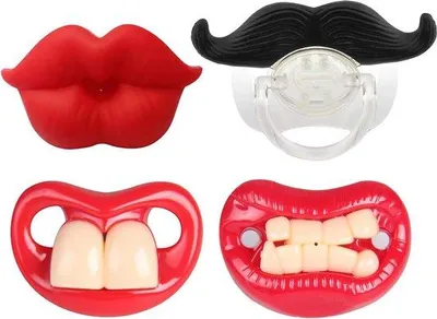 Image de Tétines souples en silicone, grandes, rouges et noires, lot de 4