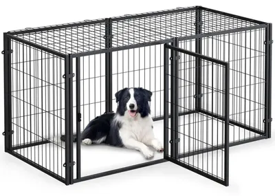 Immagine prodotto di Cuccia per cani in metallo - Gabbia/recinto per cani - Robusta, a prova di fuga, recinto per cuccioli, per cani di tutte le taglie - Nero