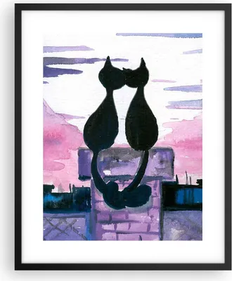 Produktbild von Gerahmtes Poster - Schwarzer Rahmen - Katzen Dach Liebe Tier - 40x50 cm - Wand Bild - Wanddeko - Wandbilder - Kunstposter - Wandposter - Bilderrahmen - Bilder - Kunstdruck - Wandbild - P2BPA40x50-2970