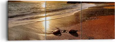 Produktbild von Bild auf Leinwand - Leinwandbild - Strand Wolken Abend Küste - 90x30cm - Wand Bild - Wanddeko - Leinwanddruck - Bilder - Kunstdruck - Wanddekoration - Leinwand bilder - Wandkunst - CA90x30-2527