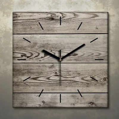 Produktbild von Wohnzimmer Leinwand Uhr Geräuschlos Küche 30x30 Dunkles, Holz, Motive, Textur, schwarze Zeiger