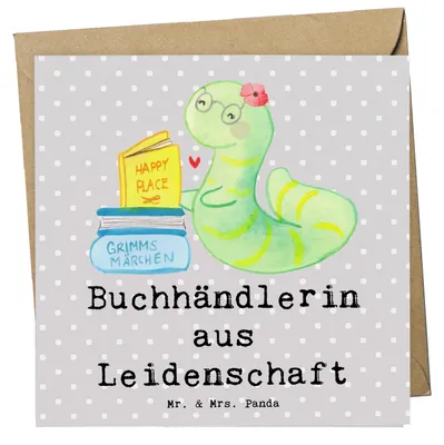 Produktbild von Mr. & Mrs. Panda Grußkarte Buchhändlerin Leidenschaft - Grau Pastell - Geschenk, faltkarte, anlasskarte, Buchhandlung, Glückwunschkarte, Bibliothekarin, Klappkarte, Beruf