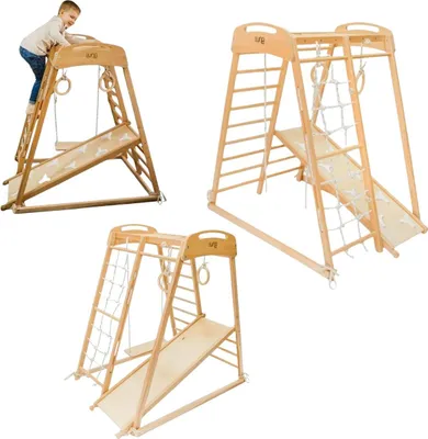 Image de Structure d'escalade d'intérieur Unikum - Aire de jeux à domicile - Bois naturel