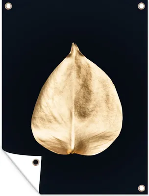Produktbild von MuchoWow® 30x40 cm Outdoor-Poster Gartendeko Sichtschutz Garten Poster für den Garten  Blätter - Schwarz und Gold - Schwarz - Gold - Luxus