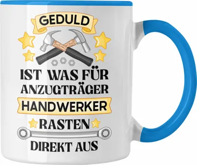 Produktbild von Trendation - Handwerker Tasse mit Spruch Geschenke für Handwerk Kaffeebecher KFZ Mechaniker Mechatroniker (Blau)