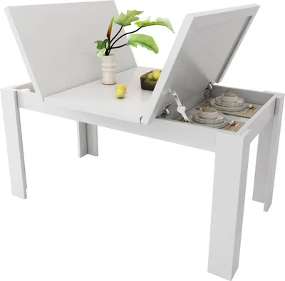 Obrázek produktu pro Jídelní stůl 120*70 cm, s úložným prostorem Jídelní stůl, Obdélníkový jídelní stůl, Konferenční stolek pro volný čas, Moderní jednoduchý jídelní stůl, Otevřený úložný prostor, Úspora místa,