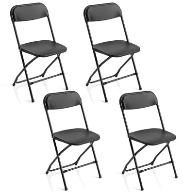 Immagine prodotto di COSTWAY, set di 4 sedie pieghevoli, ideali come sedie per ospiti, per la cucina, per il giardino o come sedia da campeggio pieghevole, adatte sia per interni che per esterni, con una capacità di carico di 150 kg, colore nero