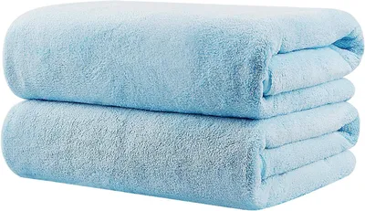 Productafbeelding van Set van 2 Softtouch Badhanddoeken - Zeer Absorberend, Sneldrogend Microvezel voor Sport, Yoga, Spa en Fitness - Blauw