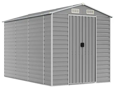 Produktbild von vidaXL Gartenhaus Hellgrau 191 x 300 x 198 cm Verzinkter Stahl