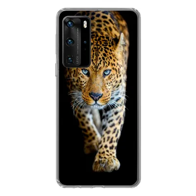 Produktbild von MuchoWow® Handyhülle Schutzhülle Hülle für Huawei P40 Pro Leopard - Tiere - Porträt - Wildtiere - Schwarz Silikon Softcase Handy Hülle - Schutz