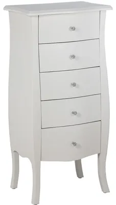 Kommode mit 5 Schubladen, MDF, weiß, 48x36x100 cm