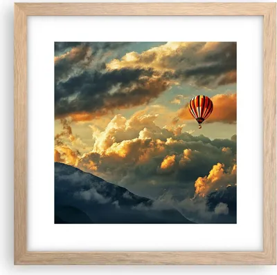Produktbild von Gerahmtes Poster - Rahmen in heller Eiche - Wolken Ballon Flug - 30x30 cm - Wand Bild - Wanddeko - Wandbilder - Wandposter - Bilderrahmen - Bilder - Kunstdruck - Wandbild - P2NAC30x30-3791