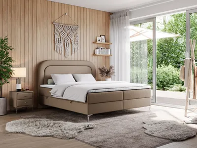 Produktbild von Doppelbett, boxspringbett mit Multipocket-Matratze, zum Schlafzimmer - EIRA - 200x200cm - Braun - H4