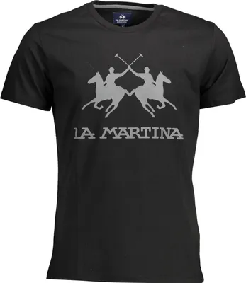 Immagine prodotto di LA MARTINA Maglietta nera con logo del ciclista : Taglia - XL Taglia: XL